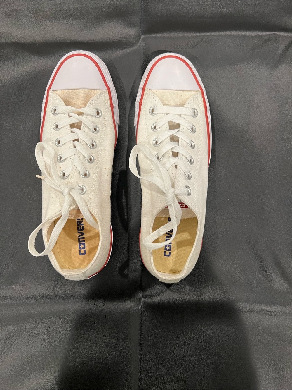 Converse women Low Top Canvas Sneakers - White with Red Trim